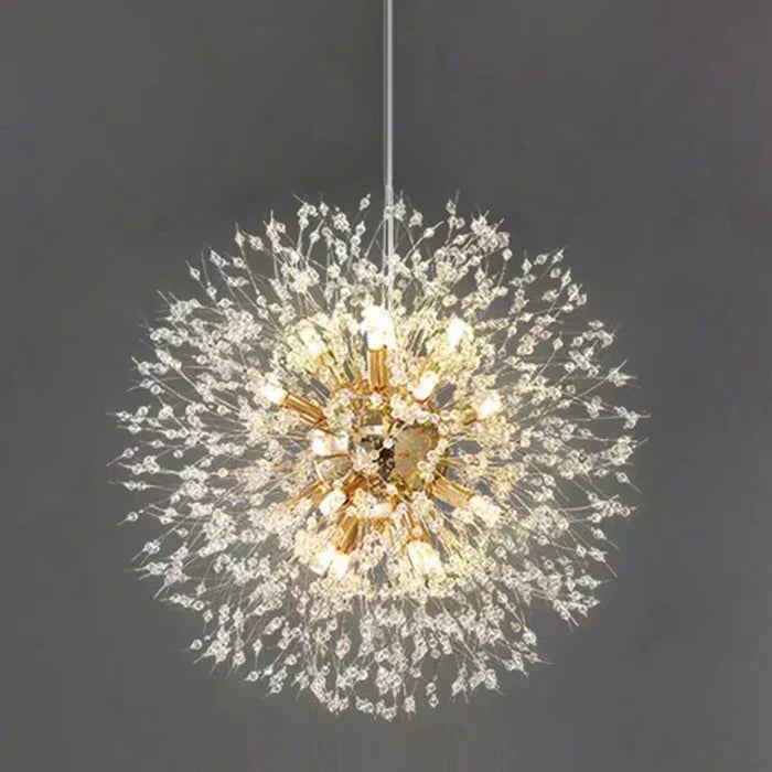 Luxurious Crystal Chandelier Pendant Light Fixture Dandelion Design Gold — Image 4