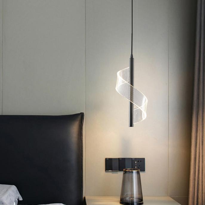 Modern Spiral LED Pendant Light Gold Metal Adjustable Dimmable 40cm — Image 3