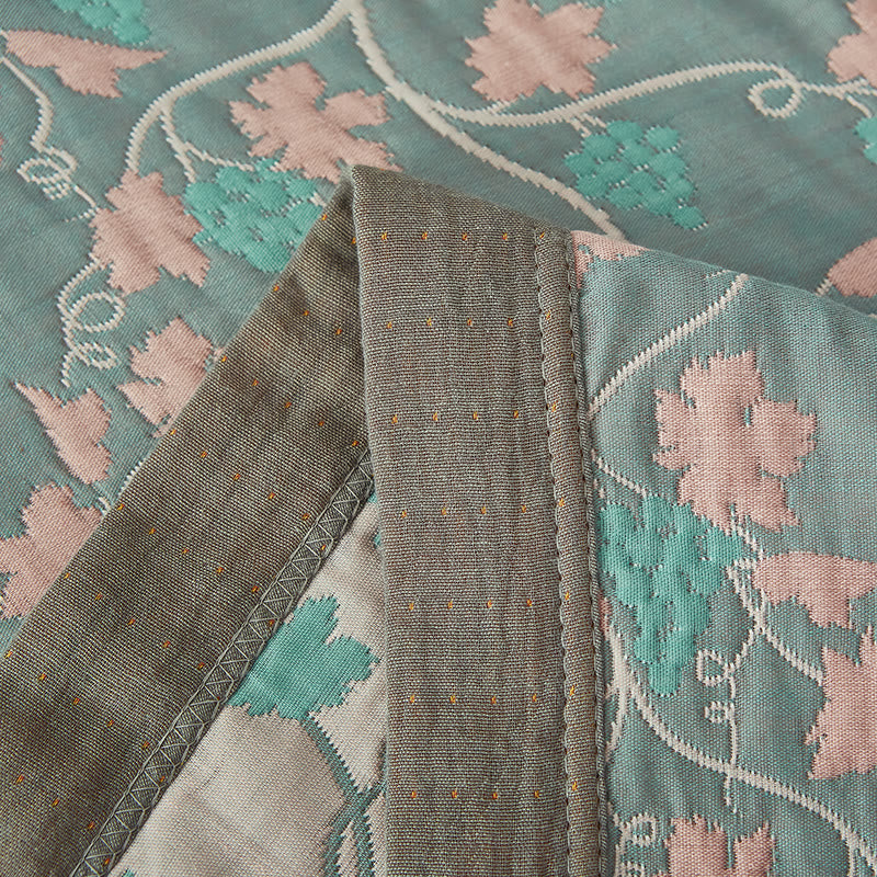 Reversible Floral Cotton Quilt Blanket King Size Blue Pink Green Pattern — Image 5