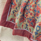 Luxury Cotton Floral Bedspread Reversible Quilt Red Green All-Season Bedding — Image 4