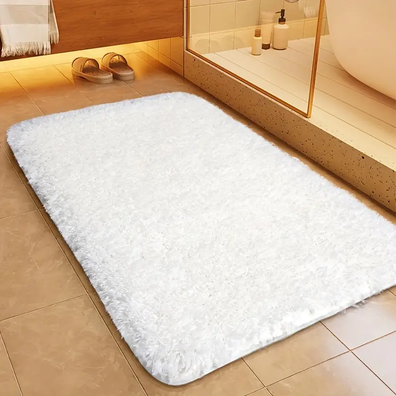 Ultra Soft Plush Microfiber Bath Mat Non-Slip Quick-Dry Bathroom Rug White — Image 2