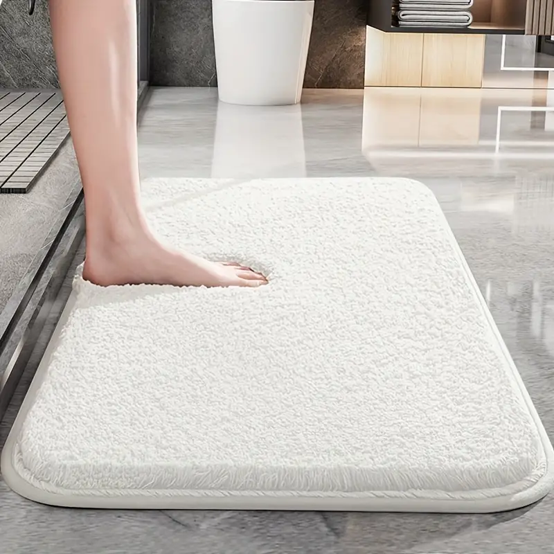 Ultra Soft Plush Microfiber Bath Mat Non-Slip Quick-Dry Bathroom Rug White — Main Image