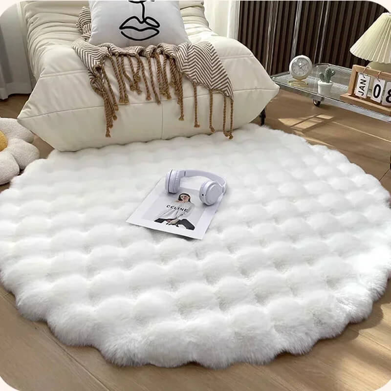 Plush Round Area Rug Soft Faux Fur Carpet Non-Slip Living Room Bedroom — Image 17