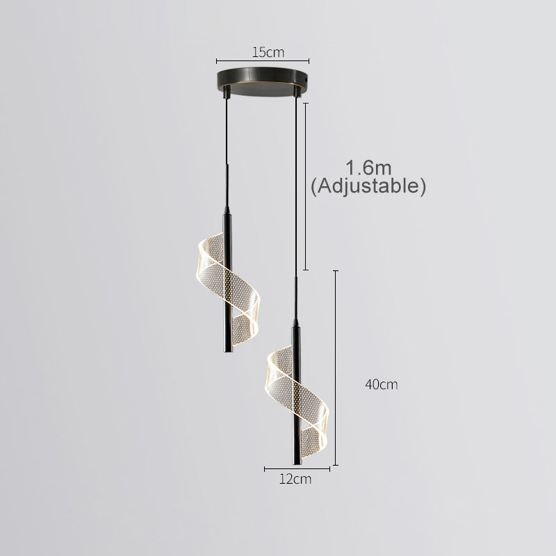 Modern Spiral LED Pendant Light Gold Metal Adjustable Dimmable 40cm — Image 17