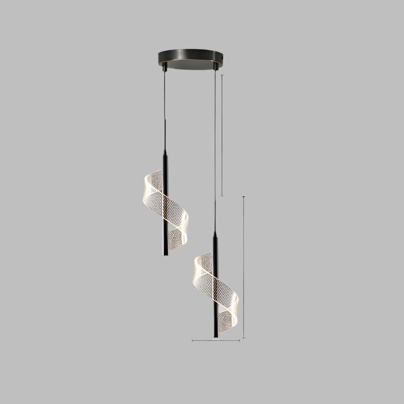 Modern Spiral LED Pendant Light Gold Metal Adjustable Dimmable 40cm — Image 15